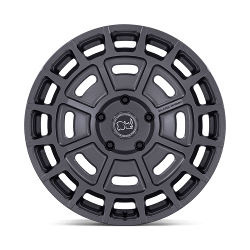 Black Rhino BR404 VOLTAIC Matte Gunmetal wheel with a unique full-face design for off-road vehicles.