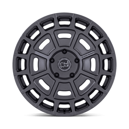 Black Rhino BR404 VOLTAIC Matte Gunmetal wheel with a unique full-face design for off-road vehicles.