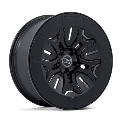 Black Rhino BR406 ROCKLEDGE Matte Black wheel featuring a five-spoke design and a sleek matte black finish.