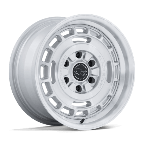 Black Rhino BR600 VAGABOND Gloss Silver W/ Machined Face wheel in sleek design showcasing retro details.