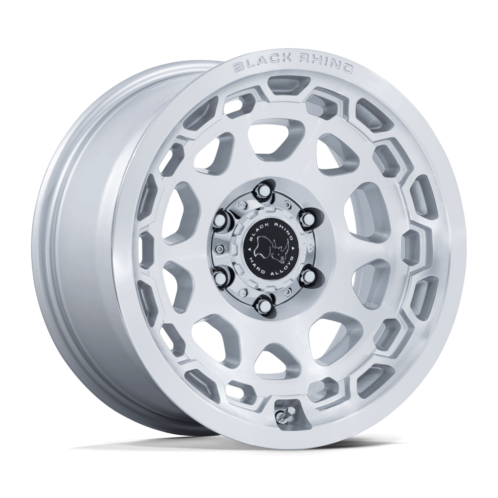 Black Rhino BR026 CONGO Gloss Silver W/ Machined Face wheel with unique multi-spoke design and protective features.