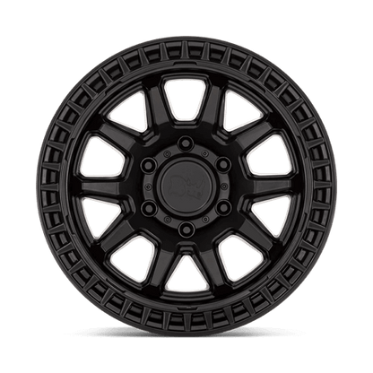 Black Rhino CALICO Matte Black wheel with rugged split five-spoke design and aggressive outer ring.