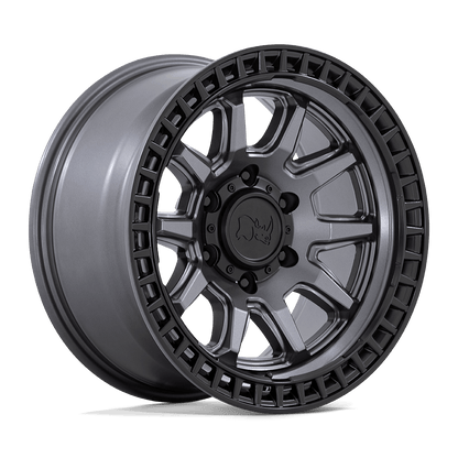 Black Rhino CALICO Matte Gunmetal W/ M-Black Lip wheel showcasing a rugged design and robust construction.