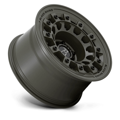 Black Rhino FUJI Olive Drab Green monoblock wheel featuring an industrial motorsport aesthetic.