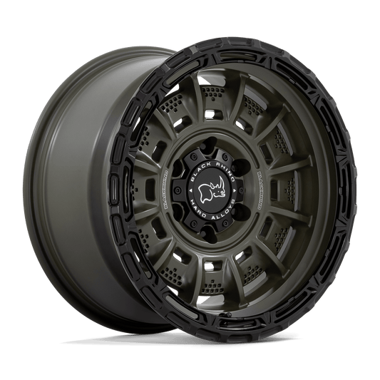 Black Rhino LEGION Olive Drab Green W/ Black Lip wheel showcasing military-inspired design and robust construction.