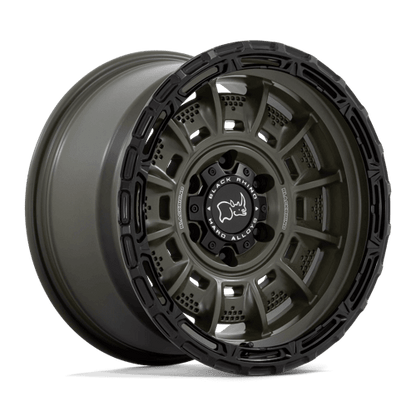 Black Rhino LEGION Olive Drab Green W/ Black Lip wheel showcasing military-inspired design and robust construction.