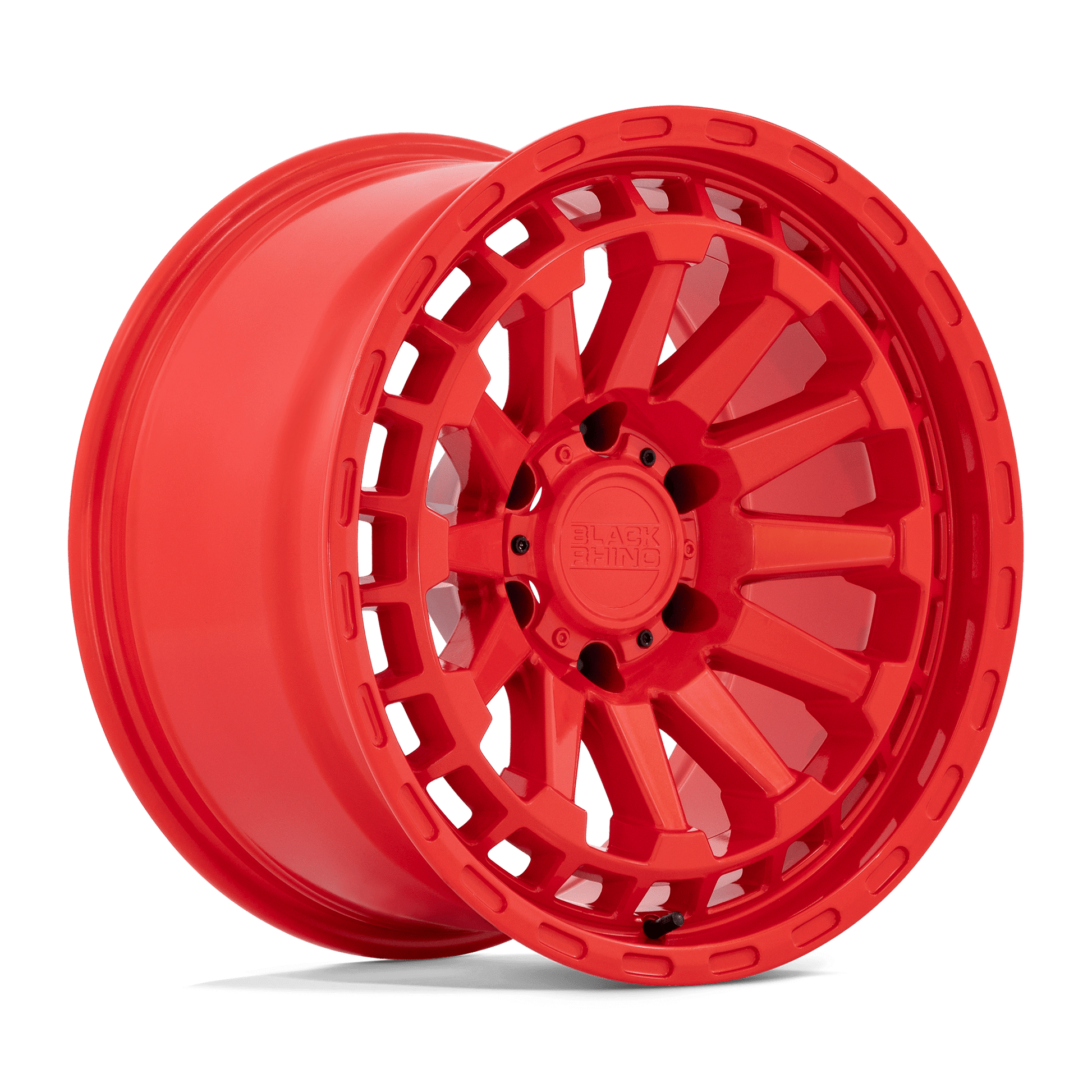 Black Rhino RAID Gloss Red wheel featuring a rugged design for adventure vehicles.