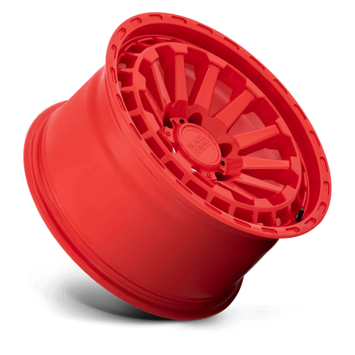 Black Rhino RAID Gloss Red wheel showcasing its rugged multi-spoke design and glossy finish.