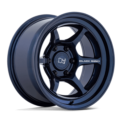 Black Rhino SHOGUN Gloss Midnight Blue wheel showcasing 6-spoke design and Flow Formed construction for off-road performance.