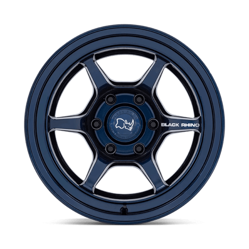 Black Rhino SHOGUN Gloss Midnight Blue wheel with 6-spoke design and deep concave profile for off-road performance.