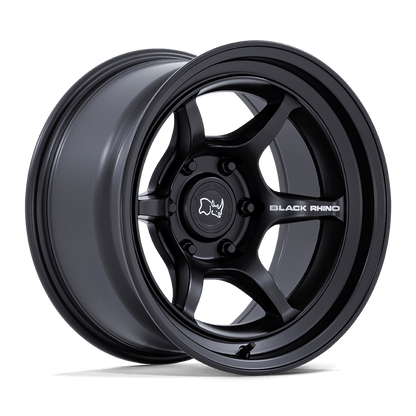 Black Rhino SHOGUN Matte Black wheel showcasing a sleek 6-spoke design and Flow Formed construction.