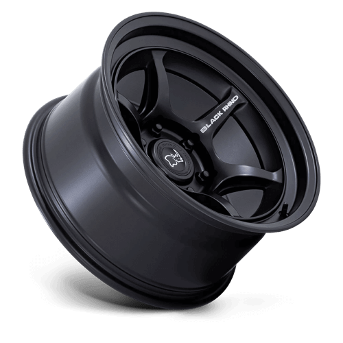 Black Rhino SHOGUN Matte Black wheel showcasing 6-spoke design and Flow Formed construction for off-road performance.