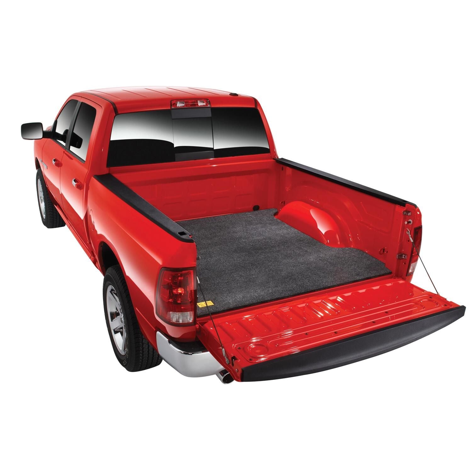 BedRug 2019-2025 Ram 1500 5'7" Bed Mat w/o RamBox - Charcoal (BMT19CCS) installed in a red Ram truck bed.