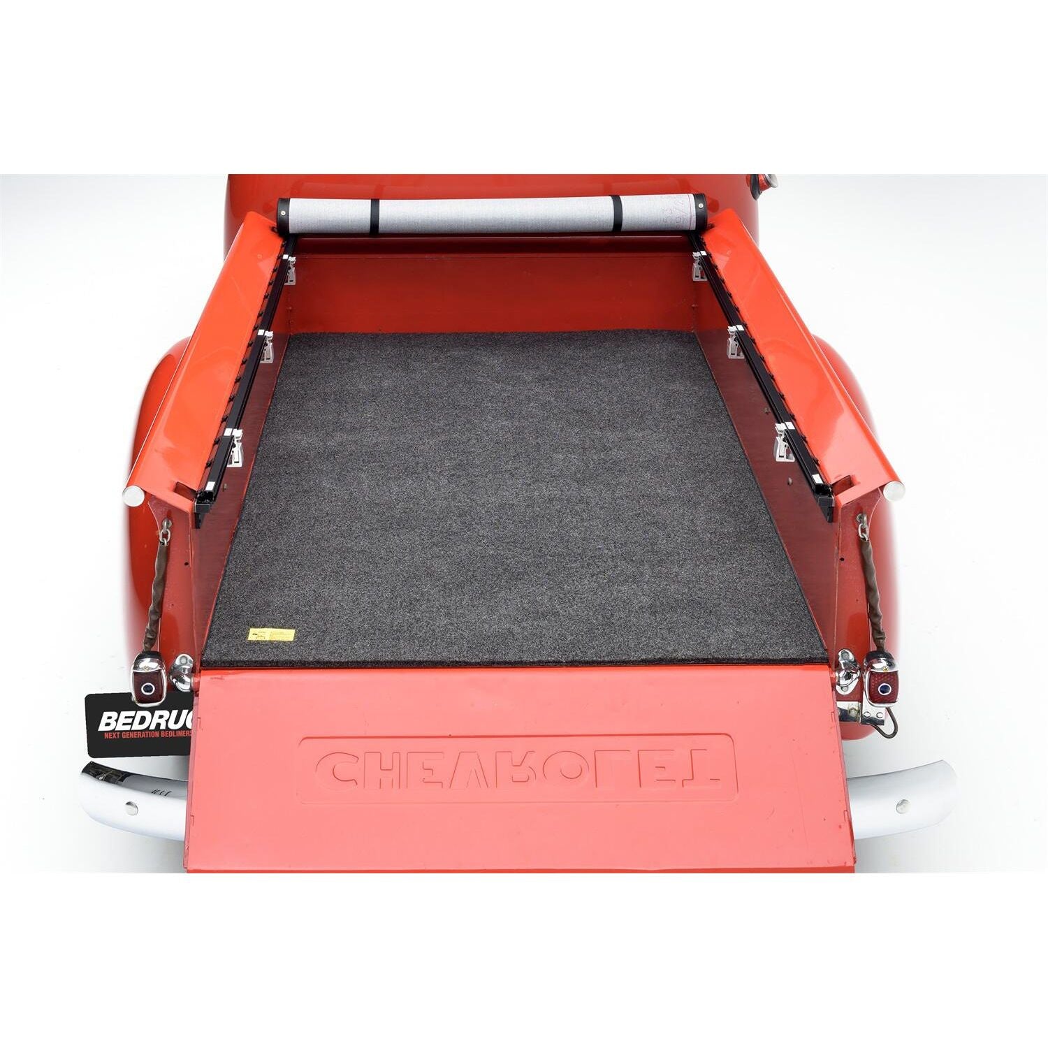 BedRug Universal Fitment Bed Mat w/o Cargo Channel - Charcoal (BMX00D) installed in truck bed.