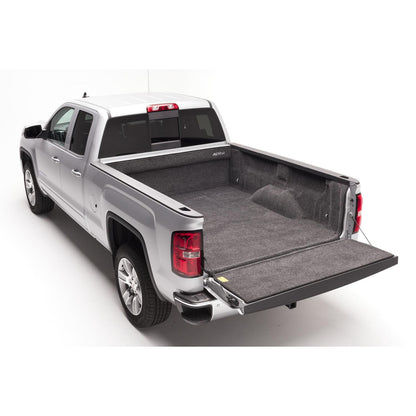 BedRug 07-18 - Charcoal (19 Legacy/Limited) Silverado/Sierra 6'6" Bed w/o Cargo Channel System Bed Liner w/ Tailgate Mat in truck bed.