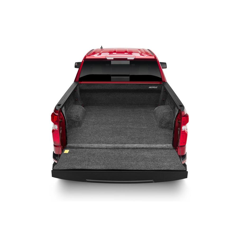 BedRug Truck 20+ Silverado/Sierra 2500 Hd/3500 HD 8' Bed w/o Multi-Pro Tailgate Bed Liner w/ Tailgate Mat - Charcoal (BRC20LBK) installed in truck bed.