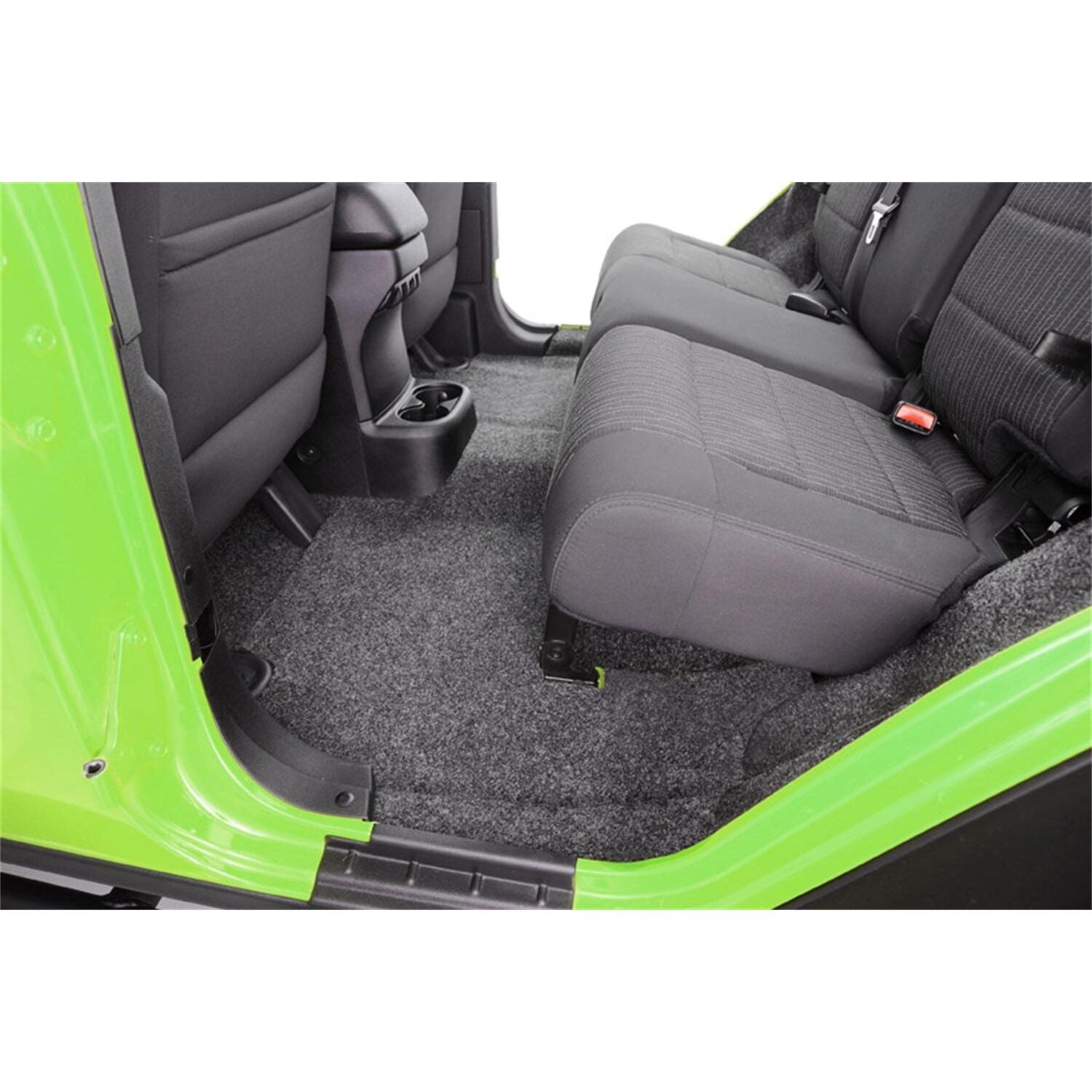 BedRug Jeep 76-80 Cj-7 RR Kit W/Gussets 4Pc Floor Kit - Charcoal interior floor view with custom molded design.