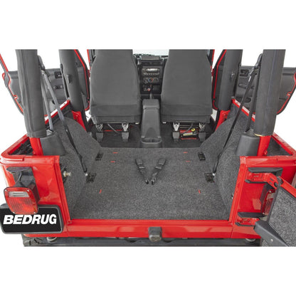 BedRug Jeep 81-86 Cj-7 RR Kit w/o Gussets 4Pc Cargo Kit - Charcoal interior view of cargo area with bed liner.