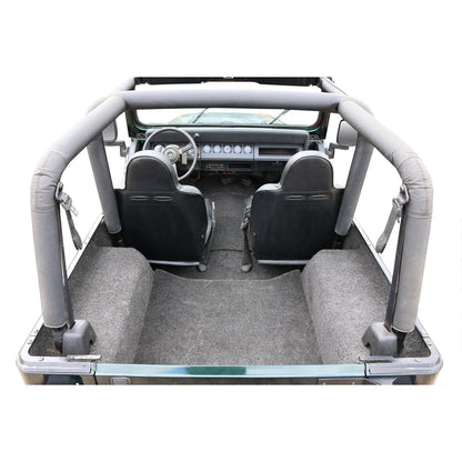 BedRug Jeep 81-86 Cj-7 RR Kit w/o Gussets 4Pc Cargo Kit - Charcoal (Inc Tlgte & Cargo Lnr) Cargo Kit installed in Jeep interior.