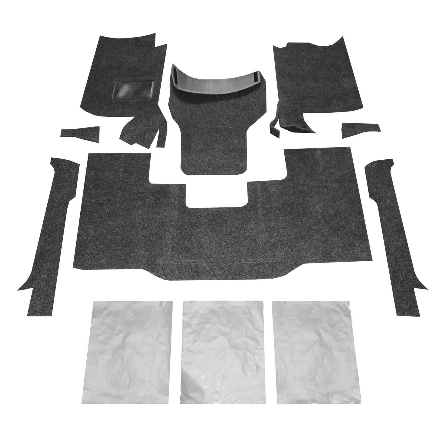 BedRug Jeep 76-95 Jeep Cj-7/Yj Front Kit 8Pc Floor Kit - Charcoal (Includes Heat Shields) Floor Liner Kit 8 pc. Front Kit Includes Heat Shields Bed Liner.
