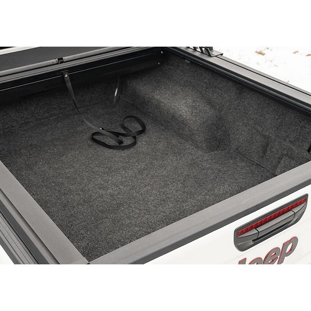 BedRug 2020-2025 Jeep Gladiator Bed Liner w/ Tailgate Mat - Charcoal (BRJ20SBK) installed in truck bed.