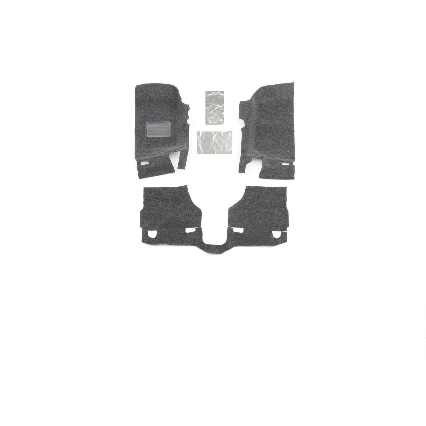 BedRug Jeep 07-10 Jeep JK 2Dr Front 3Pc Floor Kit - Charcoal (Includes Heat Shields) Floor Liner Kit 3 pc. 2 pc. Front 1 pc. Rear Replaces Factory Carpet Kit Bed Liner.