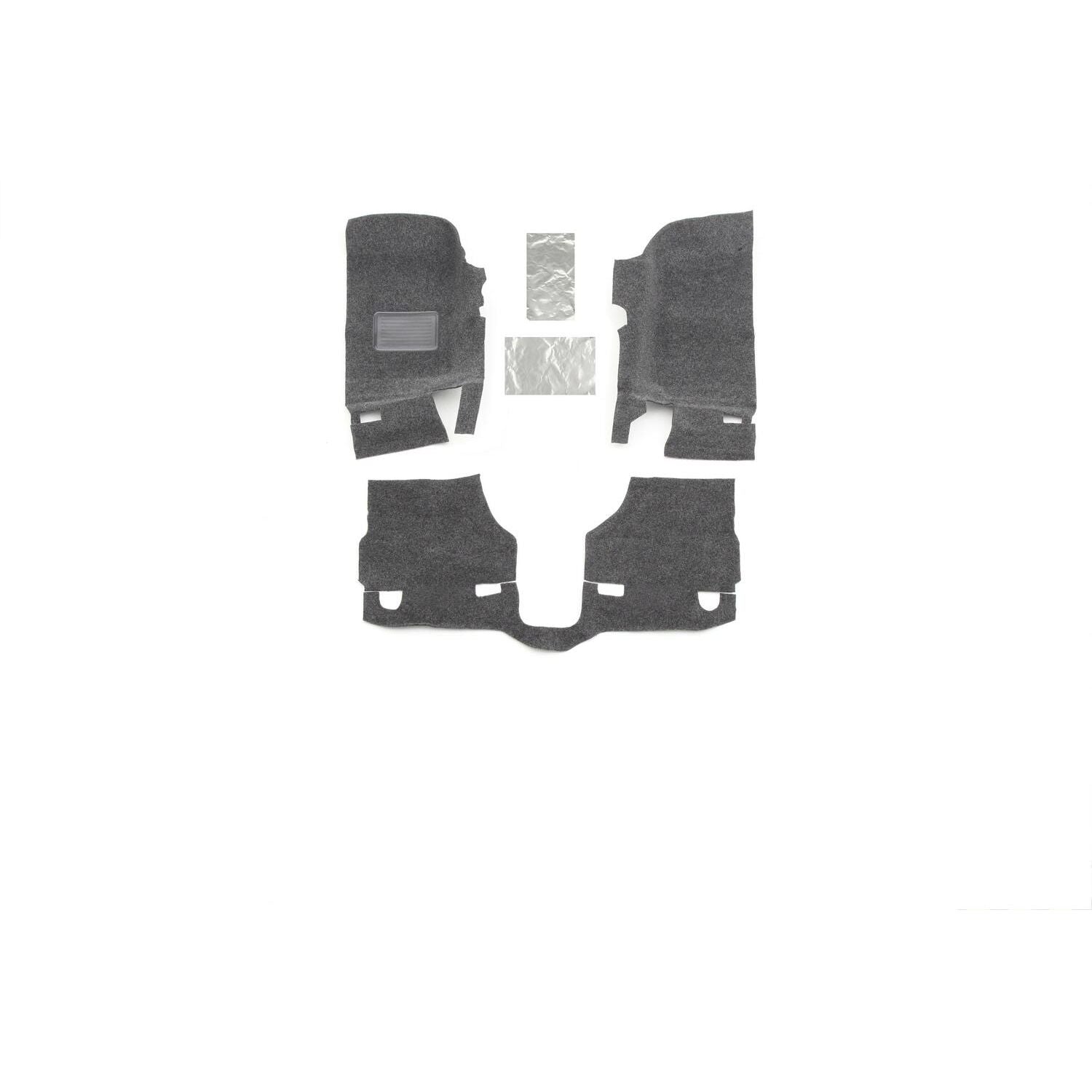 BedRug Jeep 07-10 Jeep JK 2Dr Front 3Pc Floor Kit - Charcoal (Includes Heat Shields) Floor Liner Kit 3 pc. 2 pc. Front 1 pc. Rear Replaces Factory Carpet Kit Bed Liner.