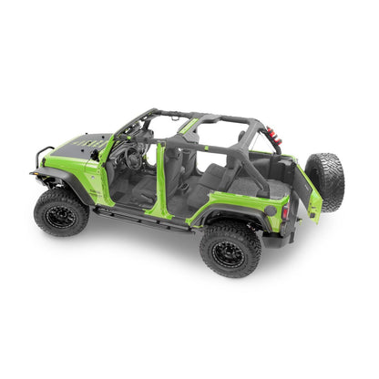 BedRug Jeep 07-18 Jeep JK Unltd 4Dr Front 4Pc Floor Kit - Charcoal (Inc Heat Shields) Floor Liner Kit 4 pc. Front Kit Includes Heat Shields Bed Liner.