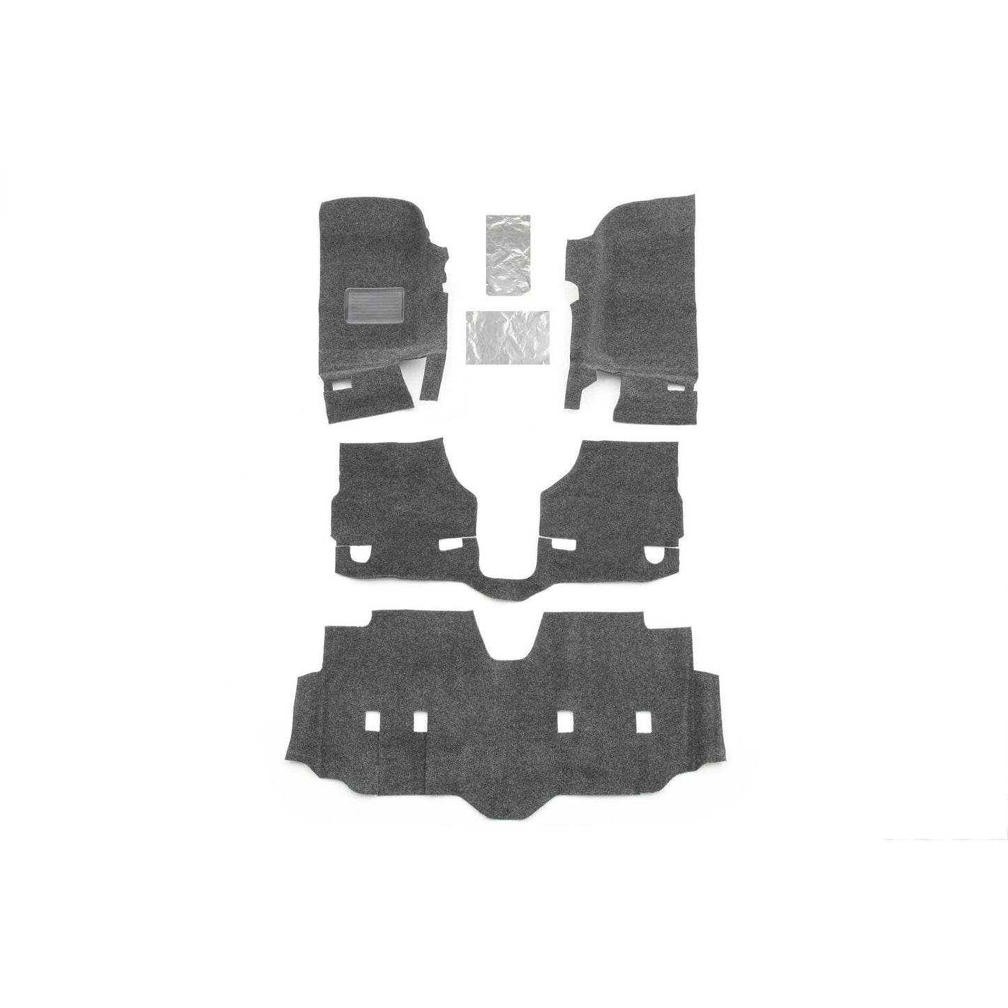 BedRug Jeep 07-18 Jeep JK Unltd 4Dr Front 4Pc Floor Kit - Charcoal (Inc Heat Shields) Floor Liner Kit 4 pc