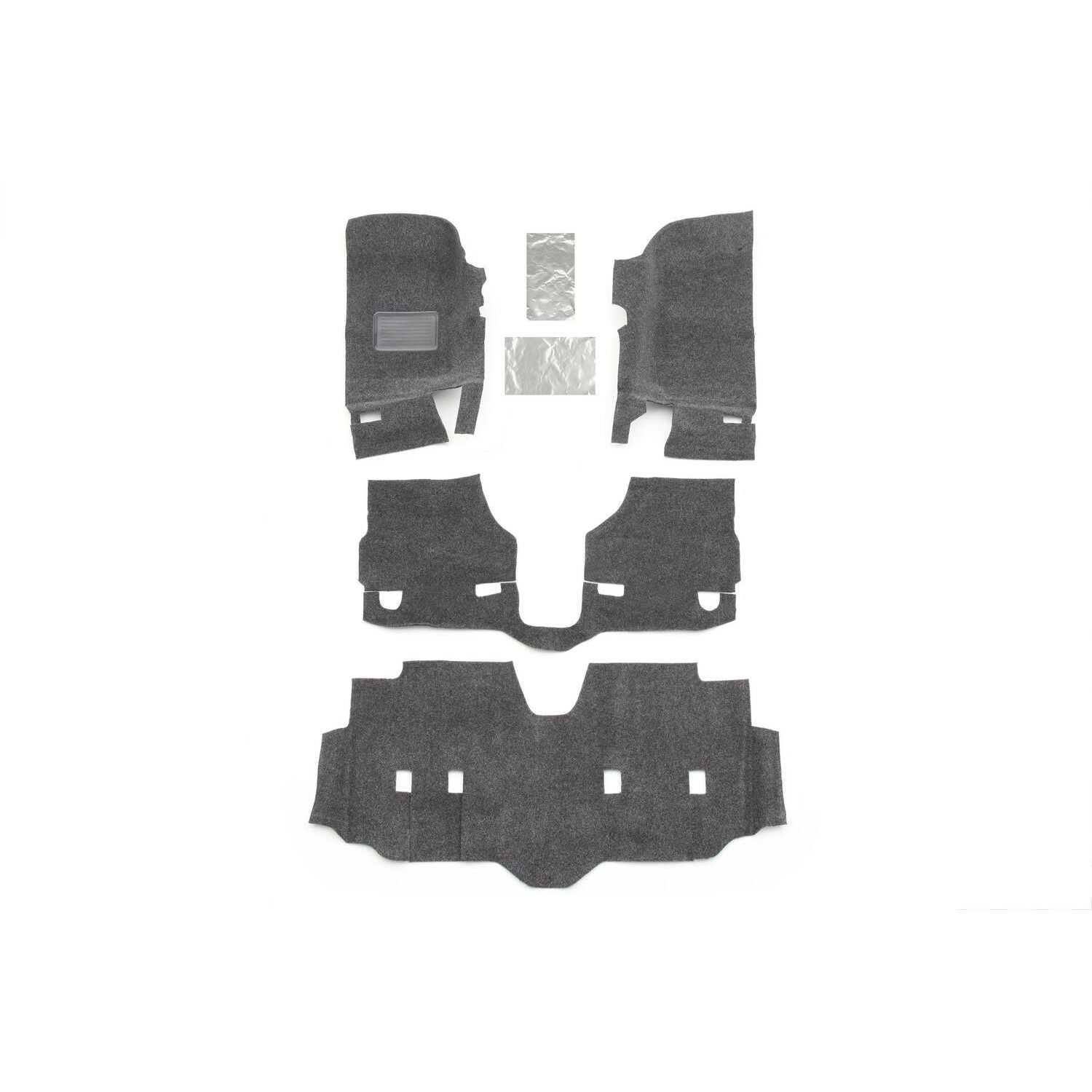 BedRug Jeep 07-18 Jeep JK Unltd 4Dr Front 4Pc Floor Kit - Charcoal (Inc Heat Shields) Floor Liner Kit 4 pc