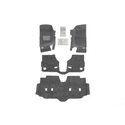 BedRug Jeep 07-18 Jeep JK Unltd 4Dr Front 4Pc Floor Kit - Charcoal (Inc Heat Shields) Floor Liner Kit 4 pc