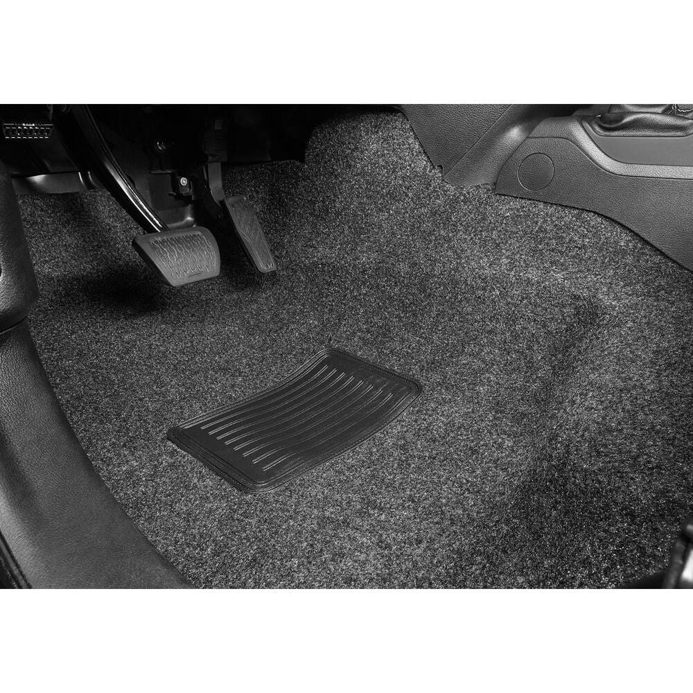 BedRug 2018-2026 Jeep Wrangler 4 Door Bed Liner - Charcoal (BRJL18F4) installed in vehicle floor, featuring a slip resistant surface.