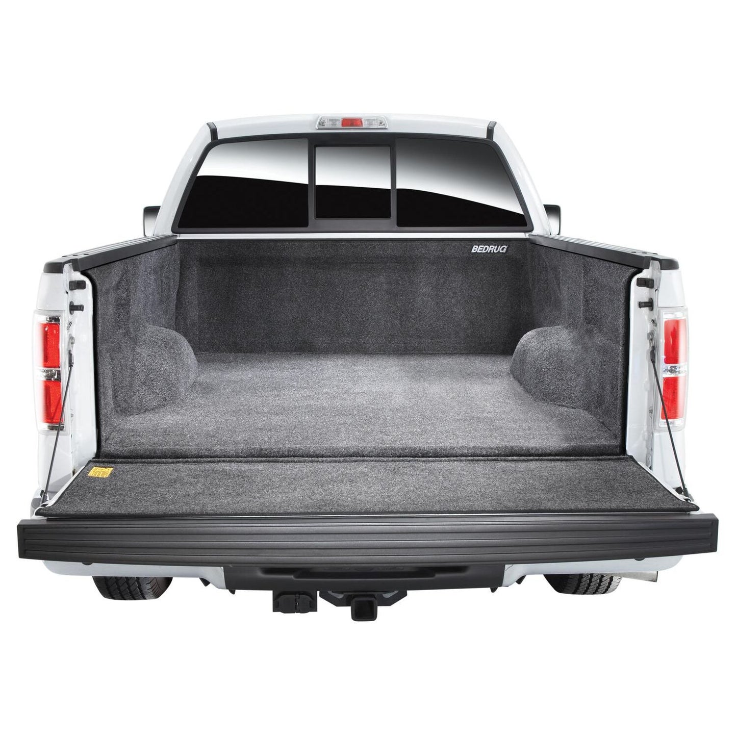 BedRug 04-14 Ford F-150 6.5' Bed w/o Factory Step Gate Bed Liner w/ Tailgate Mat - Charcoal (BRQ04SBK) installed in a truck bed.