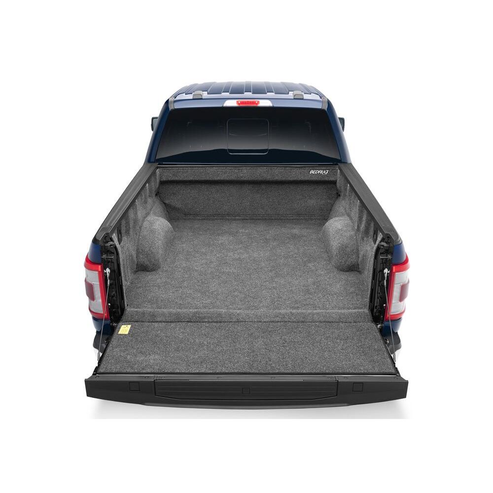 BedRug 2015-2025 Ford F-150 6'7" Bed Liner w/ Tailgate Mat - Charcoal (BRQ15SBK) installed in truck bed.