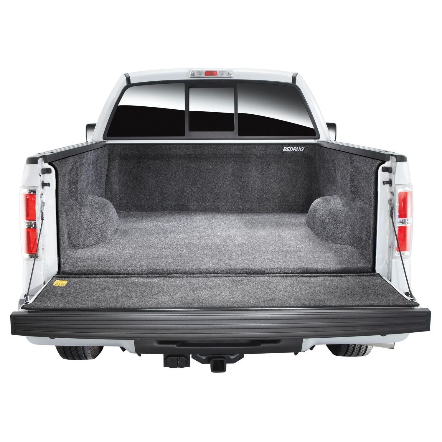 BedRug 99-16 Ford Super Duty 8.0' Bed w/o Factory Step Gate Bed Liner w/ Tailgate Mat - Charcoal (BRQ99LBK) installed in truck bed