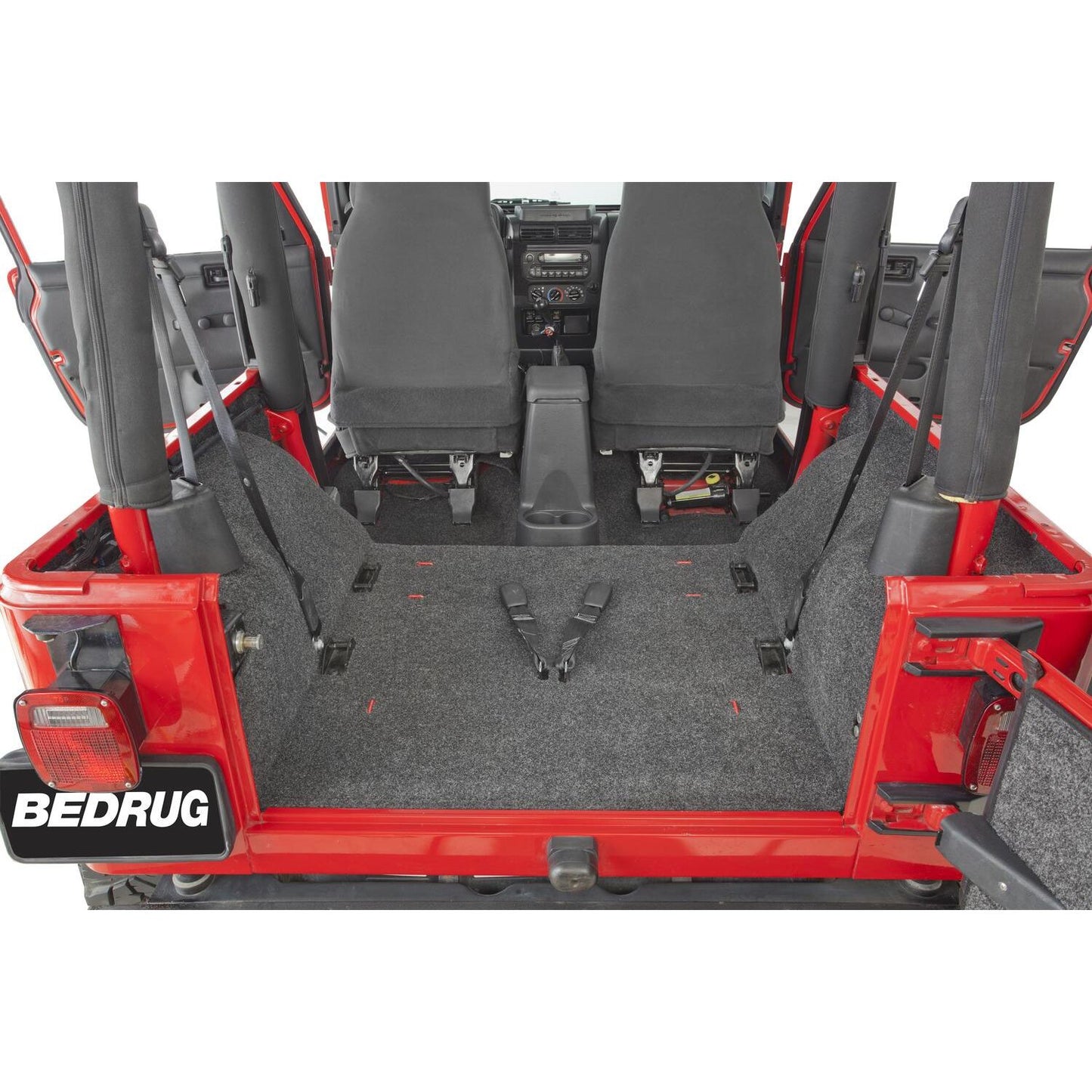 BedRug Jeep 97-06 Jeep TJ Rear Cargo Kit - Charcoal (Includes Tailgate) Cargo Kit 4 pc. Incl. Driver Left Hand Panel Passenger Right HandPanel Cargo Area Tailgate Replaces Factory Carpet Kit Bed Liner.