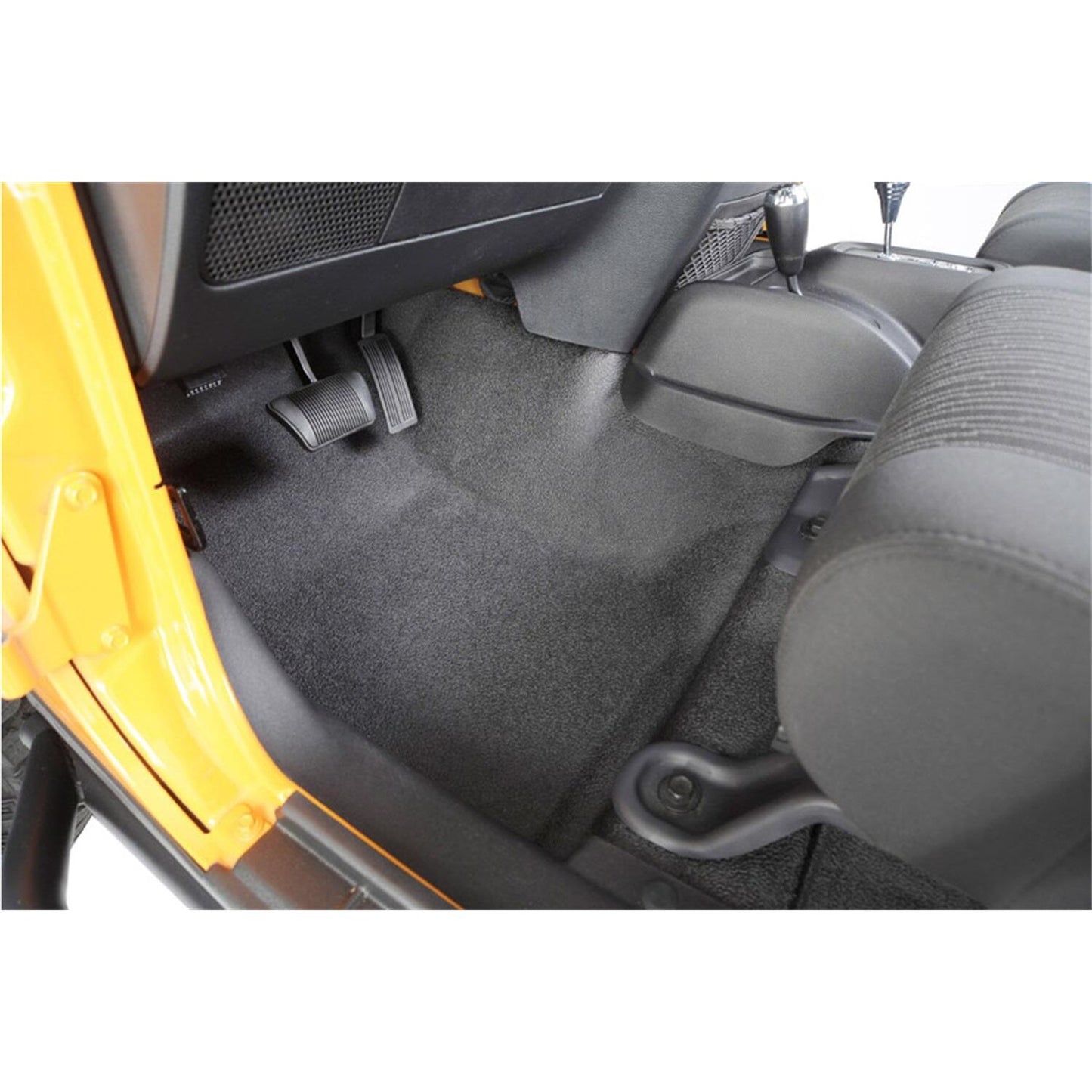 BedRug Jeep Bedtred 07-10 Jeep JK 2Dr Front 3Pc Floor Kit - Charcoal (Includes Heat Shields) Bed Liner installed in Jeep