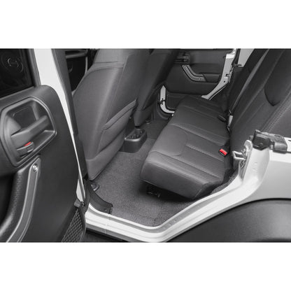 BedRug Jeep Bedtred 07-18 Jeep JK Unltd 4Dr Front 4Pc Floor Kit - Charcoal (Inc Heat Shields) Bed Liner installed in back seat.