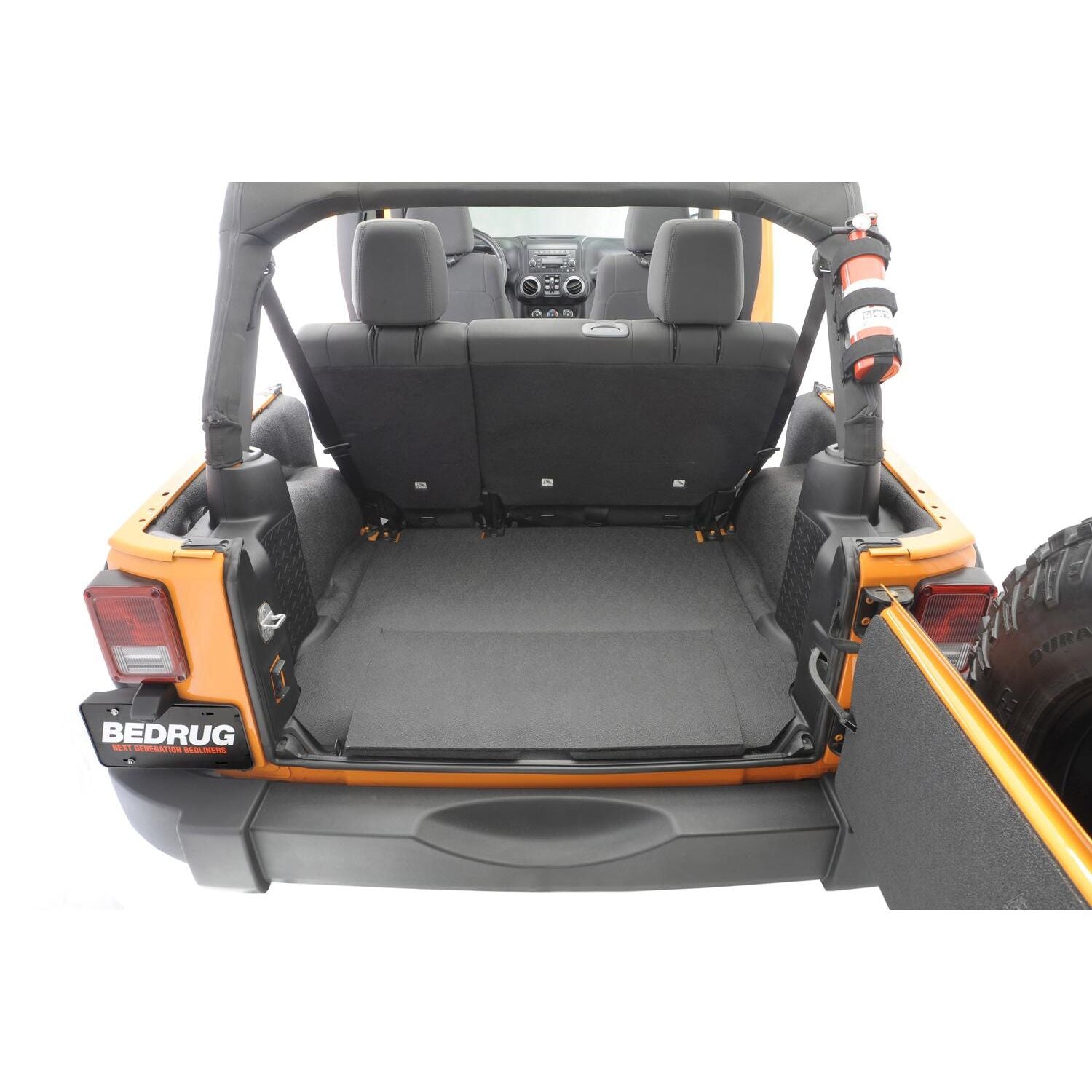 BedRug Jeep Bedtred 07-10 JK Unltd 4Dr RR 5Pc Cargo Kit Rear Kit Incl. Drivers Wheel Well/ Passengers Wheel Well/ Rear Cargo Floor/ Tailgate And Tub Liner Bed Liner - Charcoal (BTJK07R4) in a Jeep.