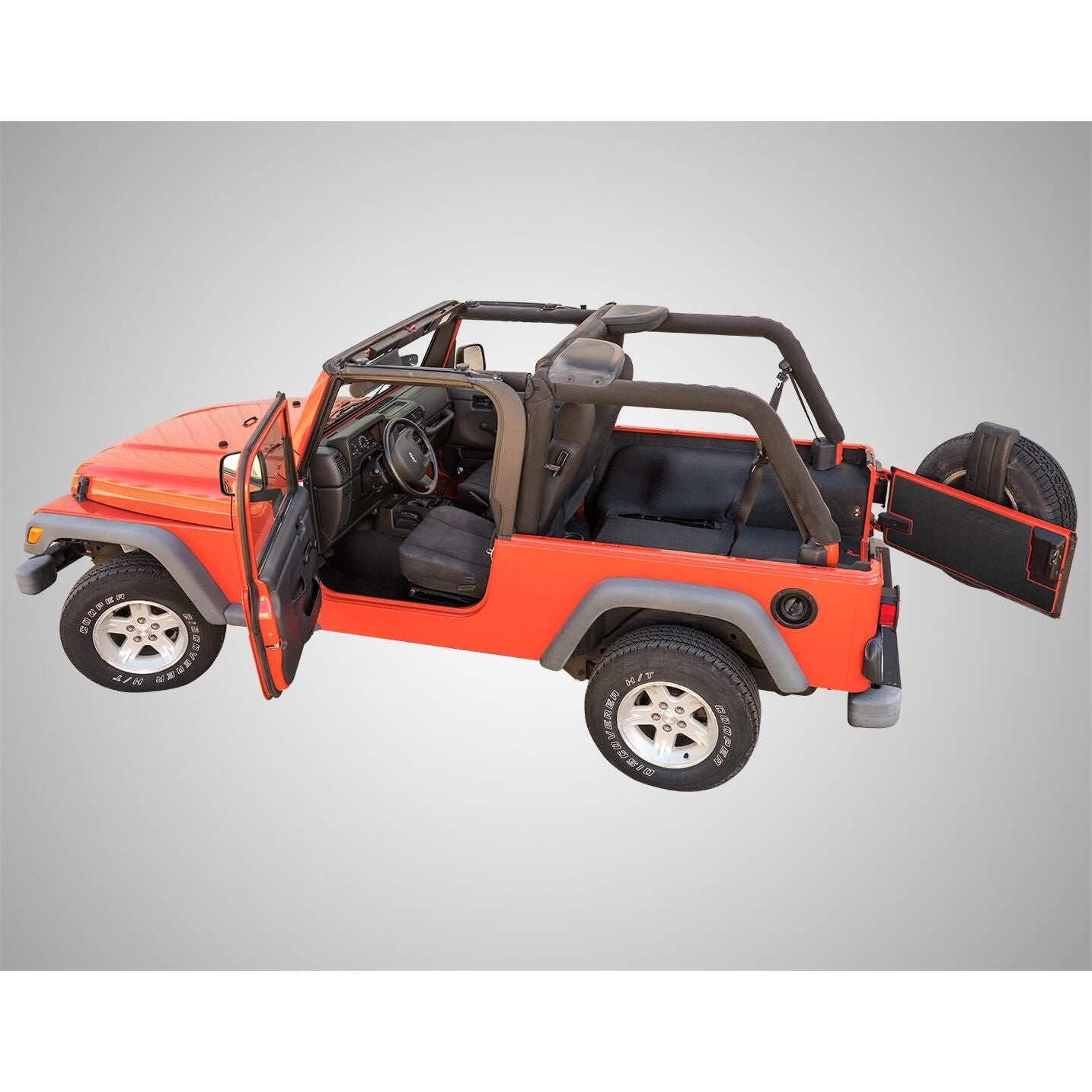 BedRug Jeep Bedtred 03-06 Jeep LJ Unltd Rear 4Pc Cargo Kit Incl. Driver Left Hand Panel Passenger Right HandPanel Cargo Area Tailgate Replaces Factory Carpet Kit Bed Liner - Charcoal (BTLJ04R) in orange Jeep.
