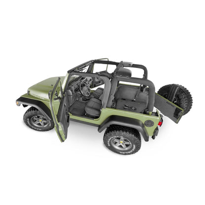 BedRug Jeep Bedtred 97-06 Jeep TJ 97-06 Rear 4Pc Cargo Kit Incl. Driver Left Hand Panel Passenger Right Hand Panel Cargo Area Tailgate Replaces Factory Carpet Kit Bed Liner - Charcoal (BTTJ97R)