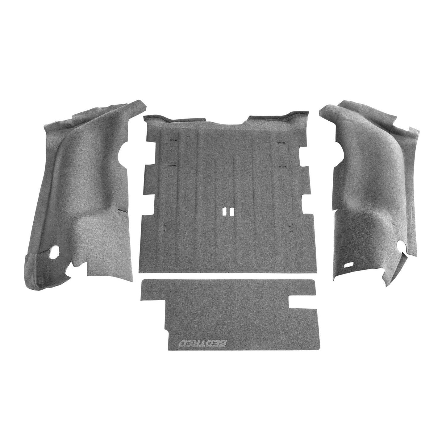 BedRug Jeep Bedtred 97-06 Jeep TJ 97-06 Rear 4Pc Cargo Kit Incl. Driver Left Hand Panel Passenger Right Hand Panel Cargo Area Tailgate Replaces Factory Carpet Kit Bed Liner - Charcoal (BTTJ97R)