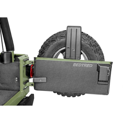 BedRug Jeep Bedtred 97-06 Jeep TJ 97-06 Rear 4Pc Cargo Kit Incl. Driver Left Hand Panel Passenger Right Hand Panel Cargo Area Tailgate Replaces Factory Carpet Kit Bed Liner - Charcoal (BTTJ97R) on a Jeep.
