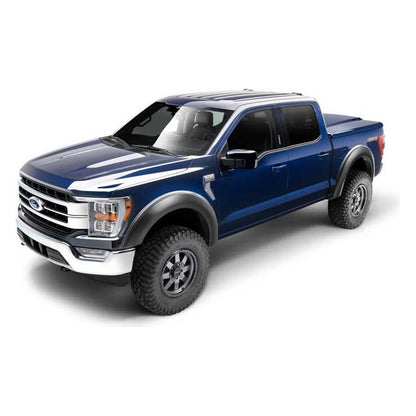 BUSHWACKER | Black Extendafender Style Smooth Finish 4-Piece Fender Flare Set For 2021-2026 Ford F150 Will Not F150 Lightning Bushwacker | 20964-03