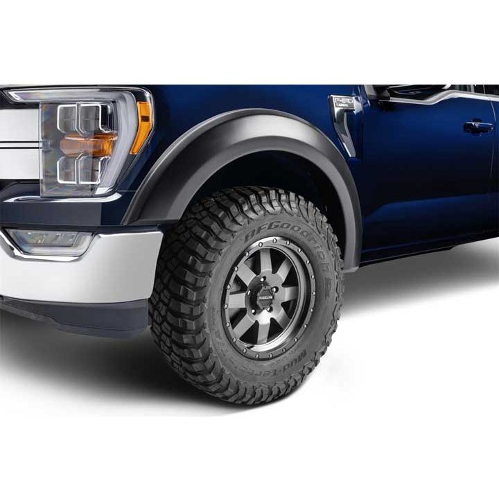 BUSHWACKER | Black Extendafender Style Smooth Finish 4-Piece Fender Flare Set For 2021-2026 Ford F150 Will Not F150 Lightning Bushwacker | 20964-03
