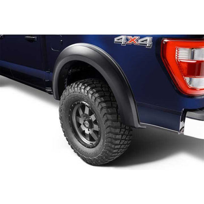 BUSHWACKER | Black Extendafender Style Smooth Finish 4-Piece Fender Flare Set For 2021-2026 Ford F150 Will Not F150 Lightning Bushwacker | 20964-03