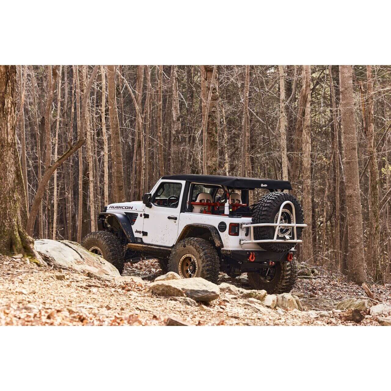 BESTOP | Supertop Glide Jeep 2018-26 Wrangler JL 2-Door Squareback, Premium Black Twill Bestop | 54728-17 on an off-road adventure.
