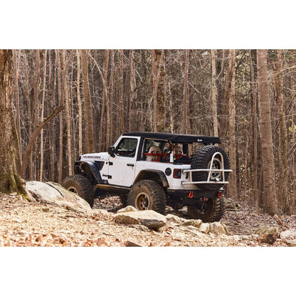 BESTOP | Supertop Glide Jeep 2018-26 Wrangler JL 2-Door Squareback, Premium Black Twill Bestop | 54728-17 on an off-road adventure.