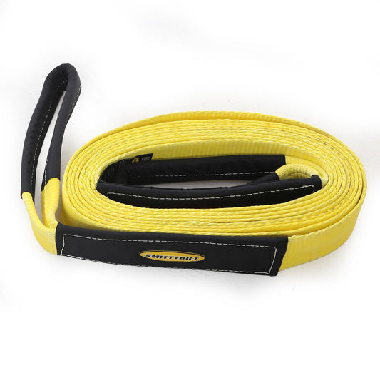 SMITTYBILT | Tow Strap 2 Inch X 20 20000 Lb Rating  Smittybilt |CC220, yellow recovery strap with double-stitched webbing.