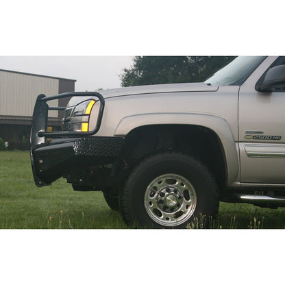 Fab Fours Black Steel Front Ranch Bumper 2 Stage Black Powder Coated w/Full Grill Guard Incl. Light Cut-Outs l CH05-S1360-1